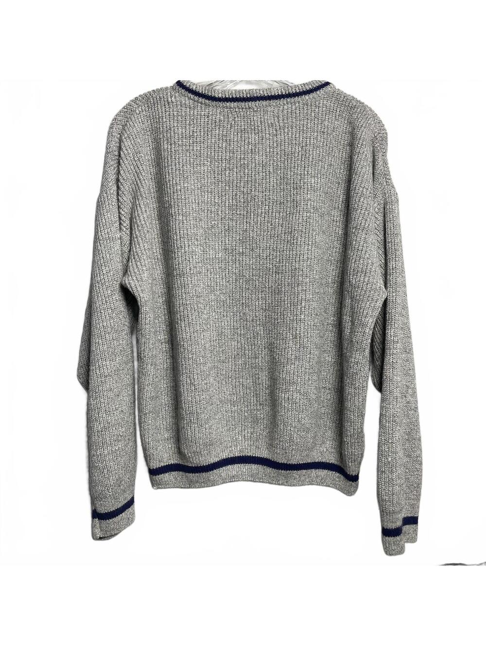 80's Vintage Oshkosh B'gosh Gray Crew Neck Sweater Navy Detail Mens L View 4